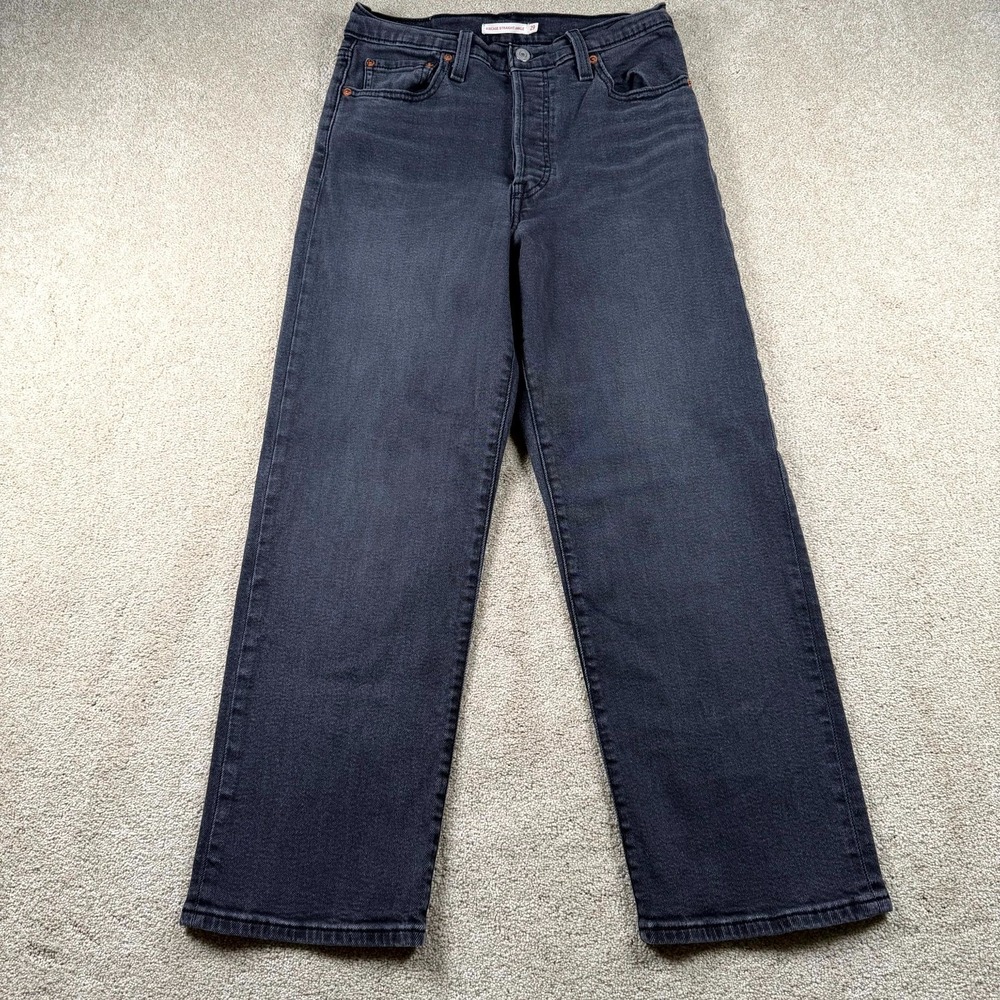 Levi's Ribcage Straight Ankle Jeans Womens 29x27 Gray Denim Cotton Streetwear